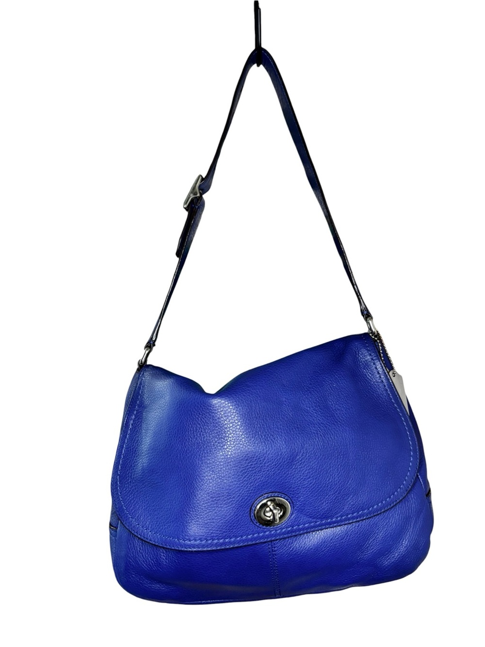 Coach Royal Blue Leather Turnlock Shoulder Bag - Picture 10 of 10